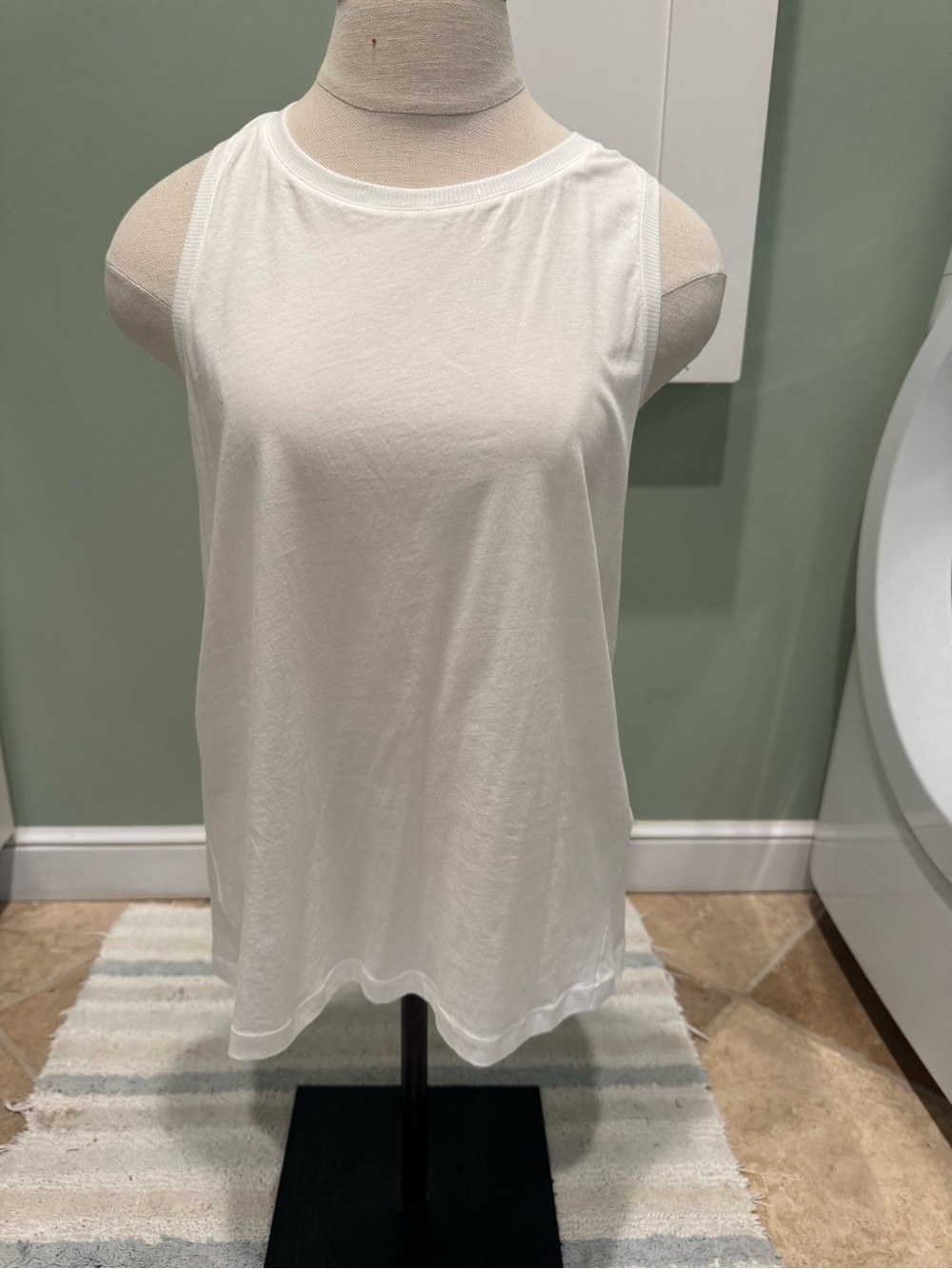 Anthropologie Ivory Sleeveless Rib-Trim Tank